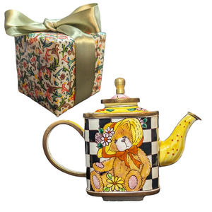 Kelvin Chen Vintage 1999 Hand-Painted Teddy Bear Miniature Teapot - Gift Wrapped